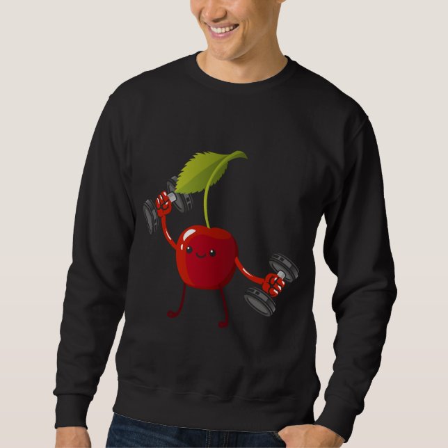 Cherry, Fruit Costume Workout Bodybuilding Hiss Gy Lång Ärmad Tröja (Framsida)