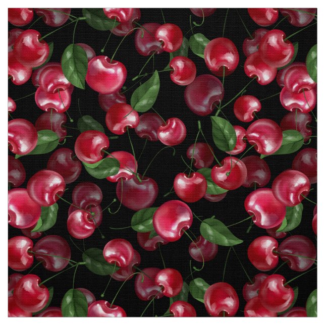 Cherry Fruit on black Tyg (Provkarta)