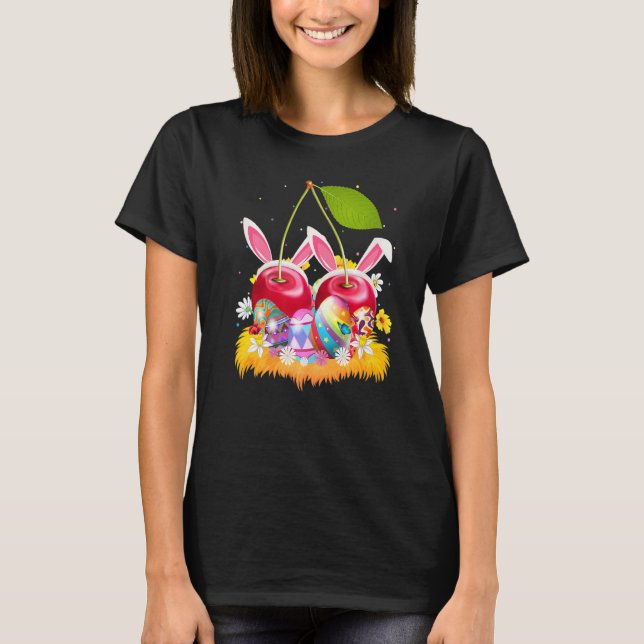 Cherry Fruit Påskägg Funny Cherry Påsk Sunda T Shirt (Framsida)