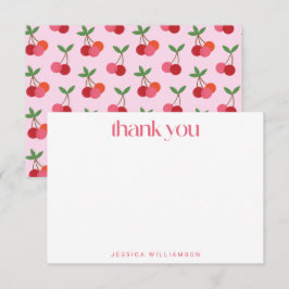 Cherry Fruit Red Rosa Grönt Cute Anpassningsbar Sh Tack Kort