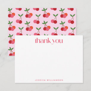 Cherry Fruit Red Rosa Grönt Cute Anpassningsbar Sh Tack Kort