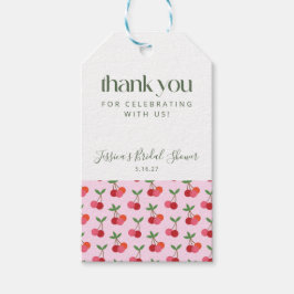 Cherry Fruit Red Rosa Grönt Shower Tack Presentetikett