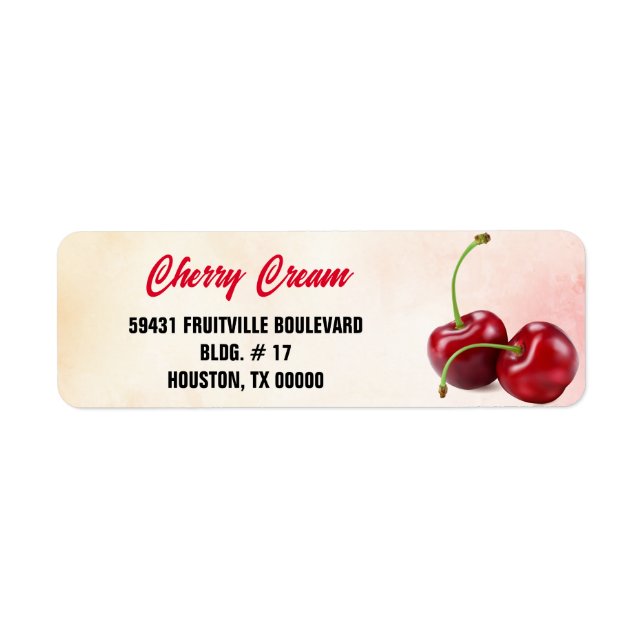 Cherry Fruit Returadress Etikett (Framsidan)