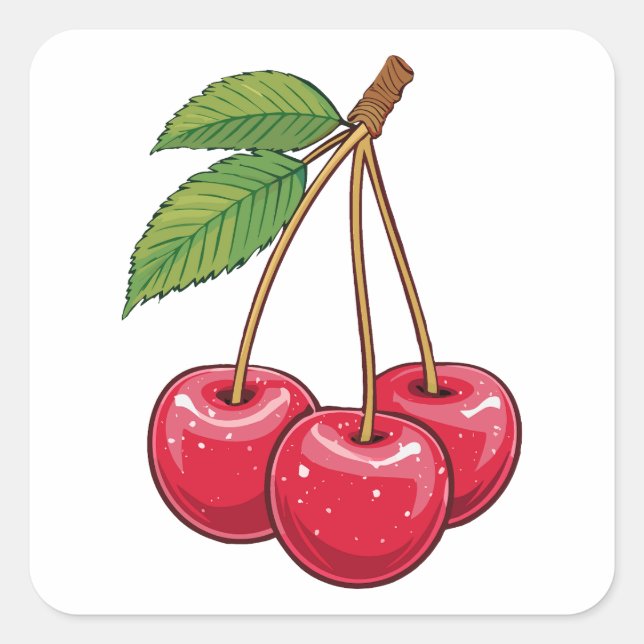 Cherry Fyrkantigt Klistermärke (Framsida)