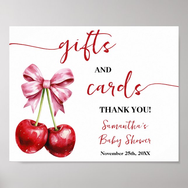 Cherry Gift & Cards Rosa Coquette Baby Shower Poster (Framsidan)