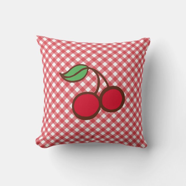 Cherry Gingham Pillow Kudde (Framsida)