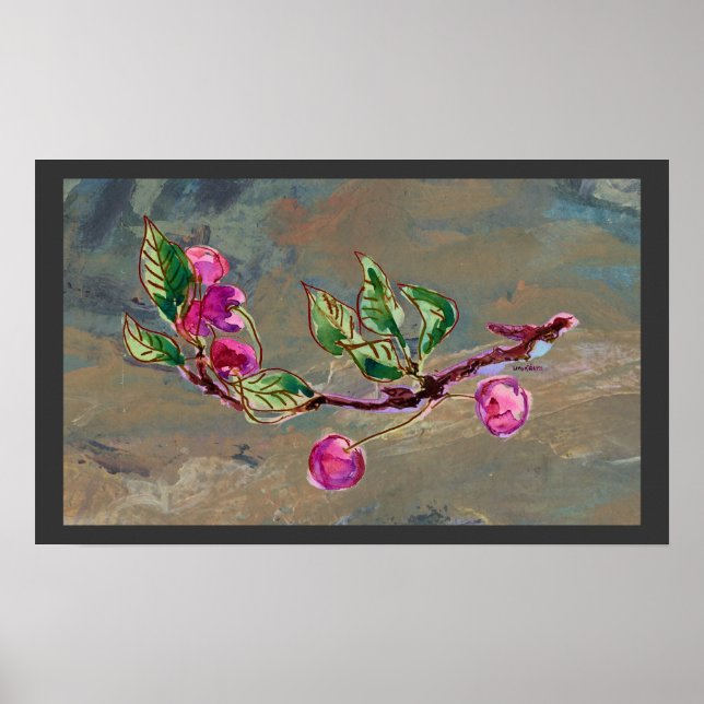 Cherry Gren på grått 1 Poster (Framsidan)