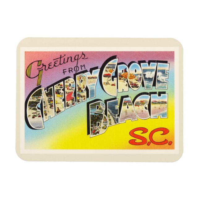 Cherry Grove Beach South Carolina SC Old Postcard- Magnet (Horisontell)