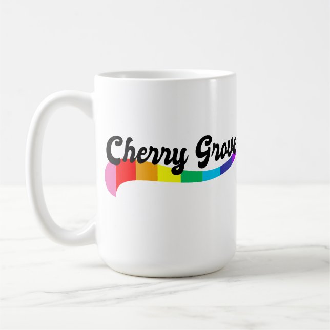 Cherry Grove Fire Island NY regnbågslogotyp HBTQ  Kaffemugg (Vänster)