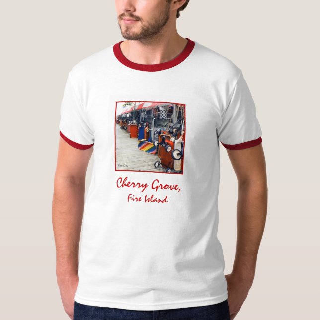 Cherry Grove Pride Wagon Vuxen Ringer T-shirt (Framsida)