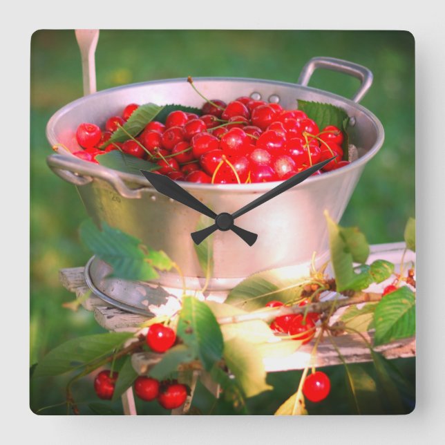 Cherry harts,Cottage-trädgård Rosalinde Fyrkantig Klocka (Framsida)