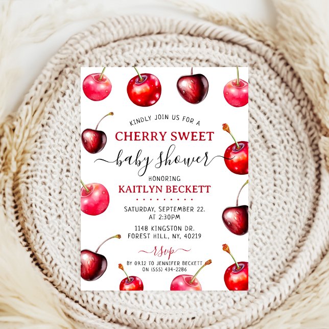 Cherry Heart Baby Shower Inbjudningar (Skapare uppladdad)