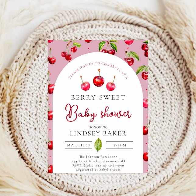 Cherry Heart Baby Shower Inbjudningar (Skapare uppladdad)