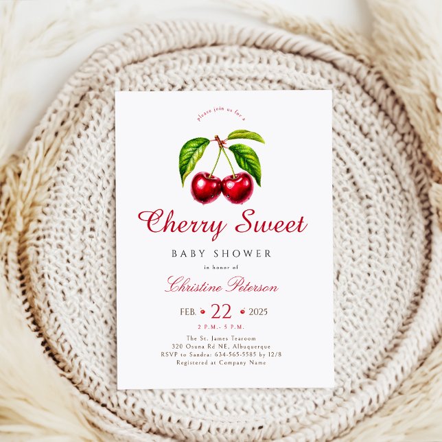 Cherry Heart Baby Shower Inbjudningar (Skapare uppladdad)