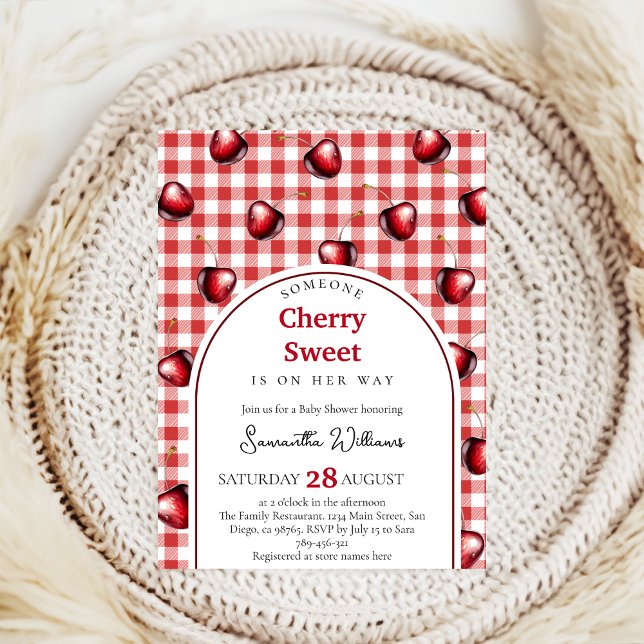 Cherry Heart Baby Shower Inbjudningar (Skapare uppladdad)