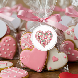 Cherry Heart Classic Round Stickers Runt Klistermärke