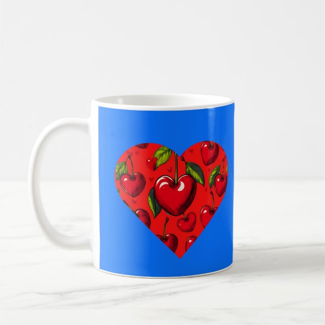 Cherry Hearts Valentine Day Kaffemugg (Vänster)
