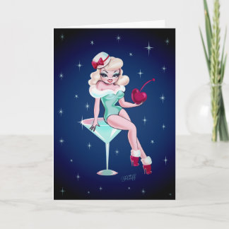 Cherry Helgdag Martini Girl Helgkort
