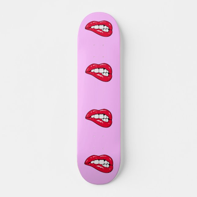 Cherry Hett Läppar Popper Girl Skateboard Deck (Framsida)
