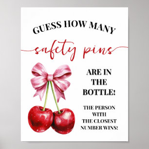 Cherry Hur många Stift Baby Shower-spel för säkerh Poster