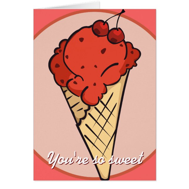 Cherry Ice Cream Card Hälsningskort (Framsidan)