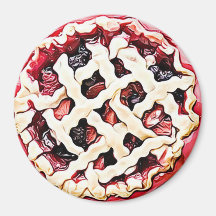 Cherry, jordgubbe Rhubarb Paj Magnet