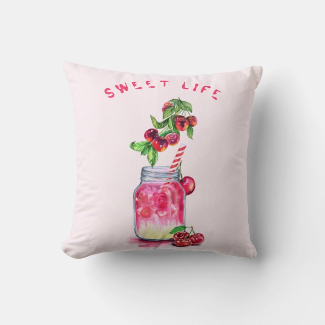 Cherry Juice Coola Drink Fruits Dekorativ kudde (Framsida)