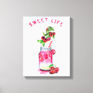 Cherry Juice Coola Drink Fruits Kanvastryck