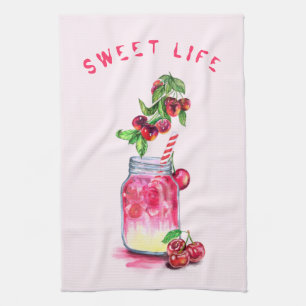 Cherry Juice Coola Drink Fruits Kitchen Towel Kökshandduk