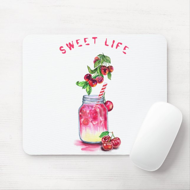 Cherry Juice Coola Drink Fruits Mouse Pad Musmatta (Med mus)