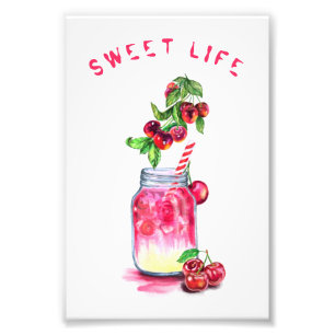 Cherry Juice Coola Drink Fruits Photo Print Fototryck