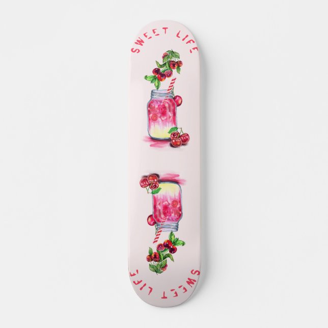 Cherry Juice Coola Drink Fruits Sommskateboard Mini Skateboard Bräda 18,5 Cm (Framsida)