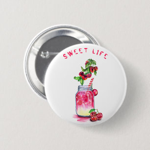 Cherry Juice Coola Drink Party Fruits Button Knapp