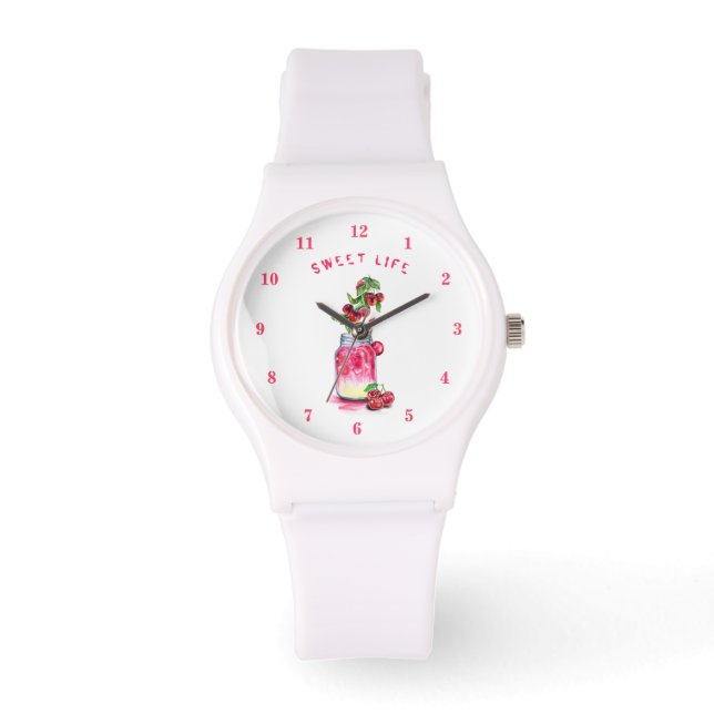 Cherry Juice Coola Drink Party Fruits Watch Armbandsur (Framsida)