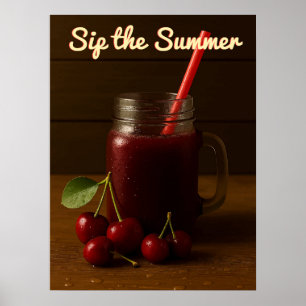 Cherry Juice Delight - Sip the Summe Poster