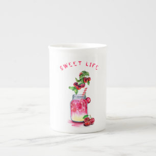 Cherry Juice Drink Fruits Mugg Benporslin Mugg