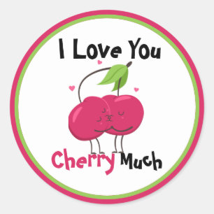 Cherry Kärlek Pun Sticker Runt Klistermärke