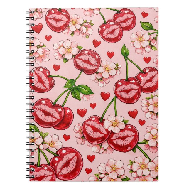 Cherry Kiss Notebook Anteckningsbok (Framsidan)