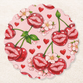 Cherry Kiss Paper Coaster Underlägg Papper
