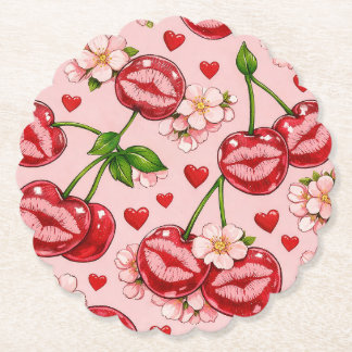 Cherry Kiss Paper Coaster Underlägg Papper