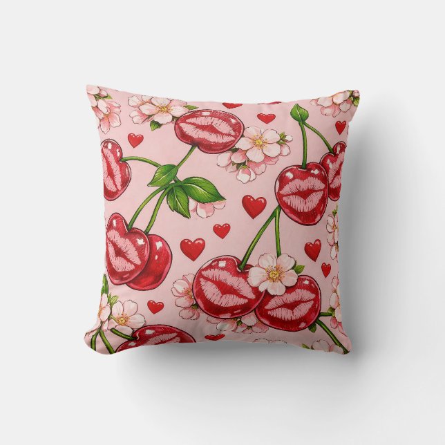 Cherry Kiss Throw Pillow Kudde (Framsida)