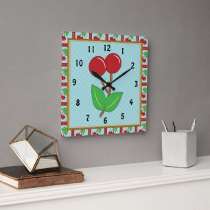 Cherry Kitchen Clock Fyrkantig Klocka