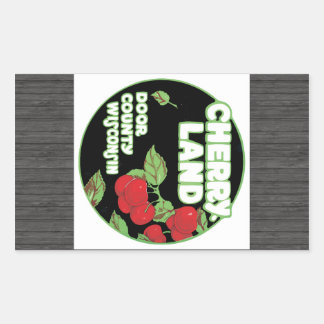 Cherry Land Door County Wisconsin, Vintage Rektangulärt Klistermärke