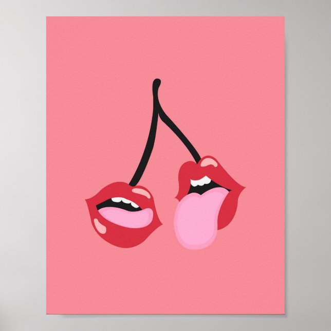 Cherry Läppar | Art-utskrift | Nedladdning | Väggk Poster (Framsidan)