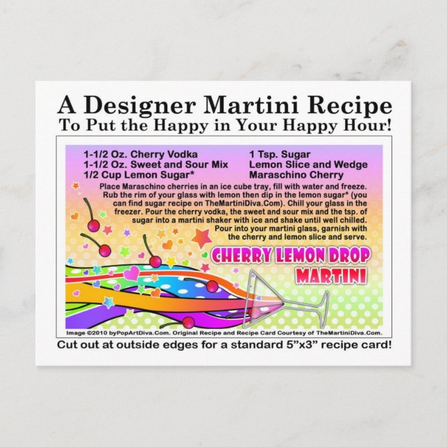 Cherry Lemon Drop Martini Recipe-vykort Vykort (Framsida)