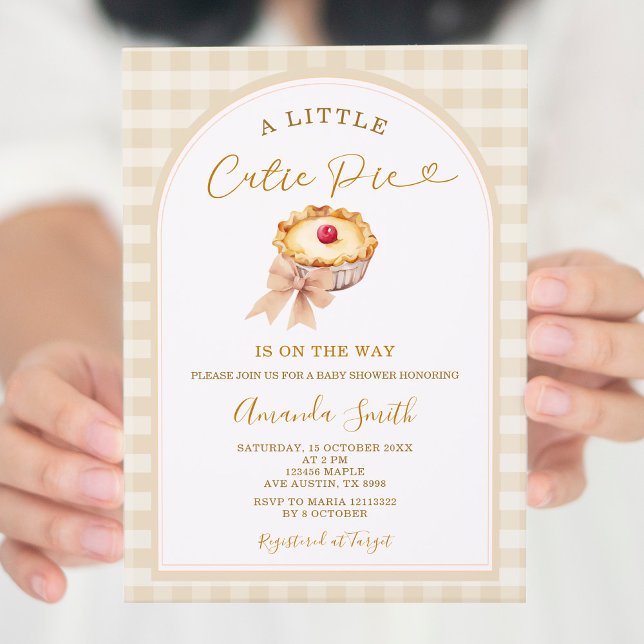 Cherry Little Cutie Paj Pastel Gingham Baby Shower Inbjudningar (Skapare uppladdad)