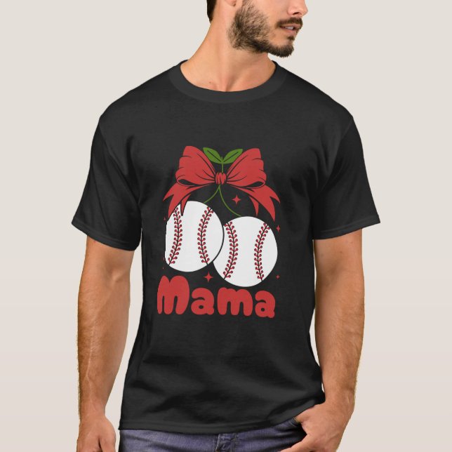 Cherry Mamma Coquette Bow Mamma Cute Baseball Cher T Shirt (Framsida)