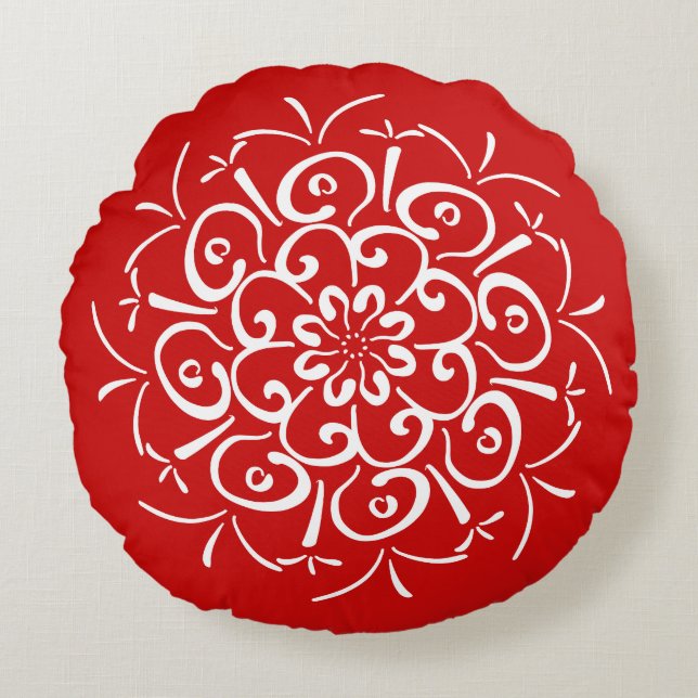 Cherry Mandala Rund Kudde (Framsidan)
