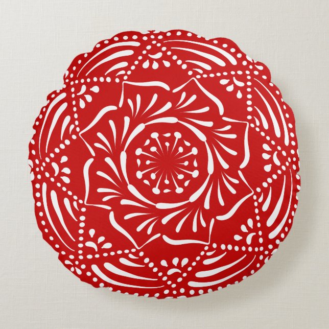 Cherry Mandala Rund Kudde (Framsidan)