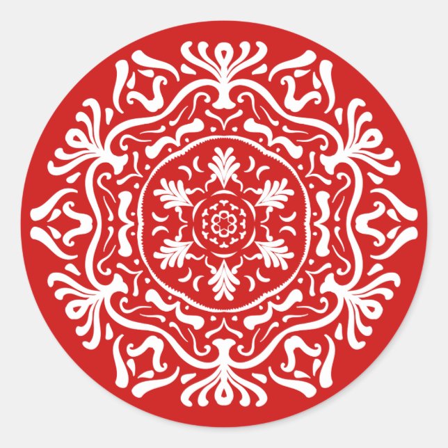 Cherry Mandala Runt Klistermärke (Framsida)